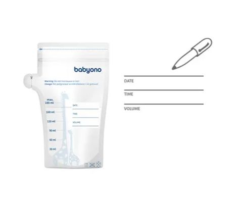Пакети для зберігання грудного молока 180 мл. (30 шт)/"BabyOno" арт. 1084