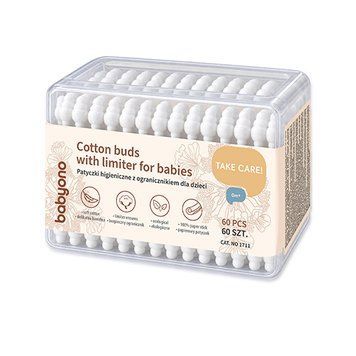 Ватні палички BabyOno з обмежувачем 60 шт. (арт. 1711)