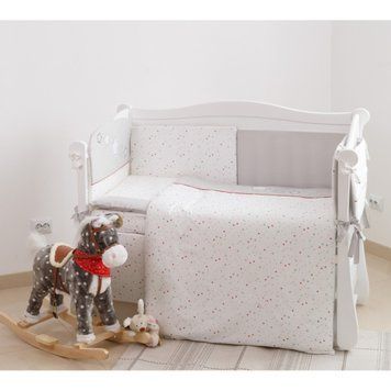 Постільний комплект 6 ел Twins Premium Little stars 4028-P-052, white/grey, білий/сірий