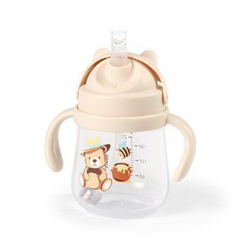 Кружка-непроливайка BabyOno з обтяженою соломинкою 270 мл Ведмедик бежева (арт. 1728/02)