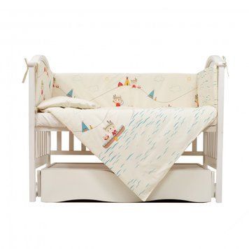 Постільний комплект 6 ел Twins Eco Line 4090-E-012, Indian summer blue, беж/блакитний