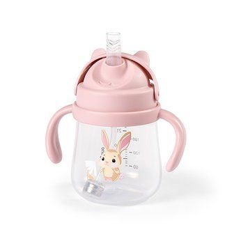 Кружка-непроливайка BabyOno з обтяженою соломинкою 270 мл Зайчик рожева (арт. 1728/01)
