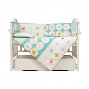 Постільний комплект 6 ел Twins Eco Line New 4091-E-021, Animals mint, м"ятний
