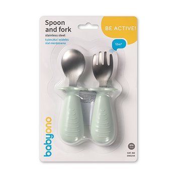 Ложечка і виделка з нержавіючої сталі (голубі) Babyono | арт.1665/01