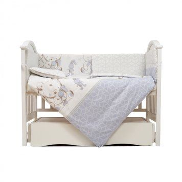 Постільний комплект 6 ел Twins Eco Line New 4091-E-026, Best friend grey, білий/сірий