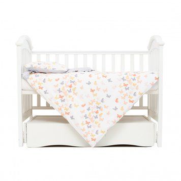Змінна постіль 3 ел Twins Romantic Spring collection 3024-RS-101, Butterfly coral, кораловий/сірий