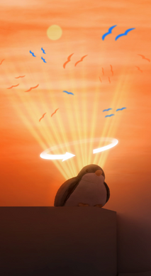 Шелли Птичка – ночник с подвижной проекцией заката и летающих птиц, с успокаивающими мелодиями