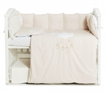 Постільний комплект 6 ел Babycentre & Twins Moonlight 4011-BTMO-10, grey, білий/сірий