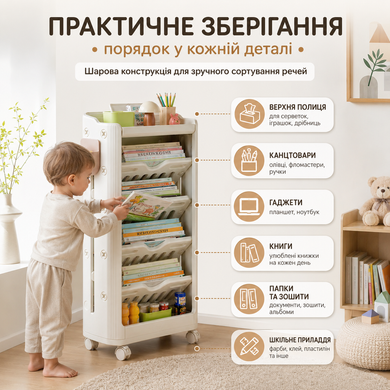 Пересувний книжковий стелаж KiviBaby