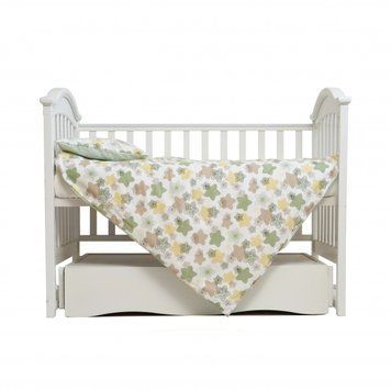Змінна постіль 3 ел Twins Comfort Soft (фланель) 3010-TS-06, Stars green, білий/зелений
