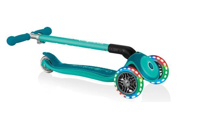 Самокат GLOBBER серії PRIMO FOLDABLE PLUS LIGHTS, м'ятний, колеса з підсвіткою, 50кг, 3+