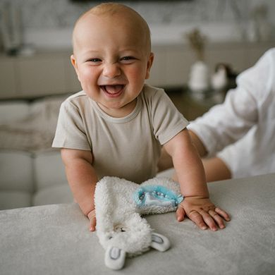 Іграшка м'яка з шурхотінням BabyOno Лама Лулу 16*23 см блакитна (арт. 1557/02)