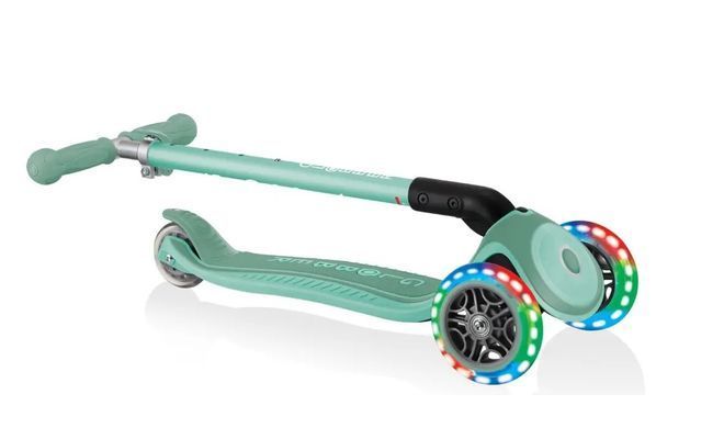 Самокат GLOBBER серії PRIMO FOLDABLE PLUS LIGHTS, м'ятний, колеса з підсвіткою, 50кг, 3+