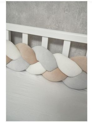 Бампер - косичка Twins 3-х прядна 120 см Ego 2020-K3-120E-202, ecru, беж світлий