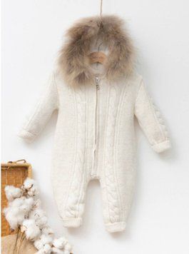 В'язаний комбінезон BabyMio 7035 9-12 міс. молочний