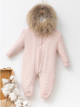 В'язаний комбінезон BabyMio 7035 9-12 міс. рожевий