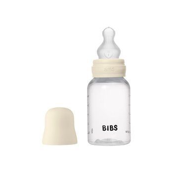Дитяча пластикова пляшечка BIBS Baby Bottle Round Silicone 150 мл Slow Flow Ivory (повільний потік)