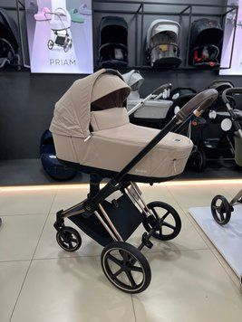 Коляска Cybex Priam шасі Rose gold + люлька Sepia Black