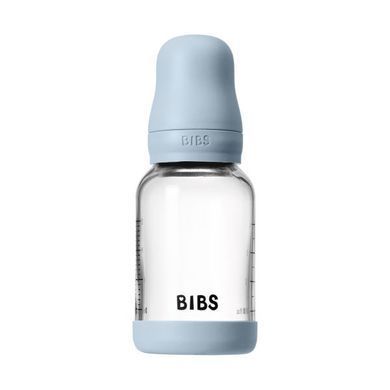 Дитяча скляна пляшка для годування BIBS 120 ml Baby Blue (Латекс, повільний потік)