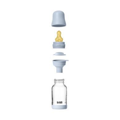 Дитяча скляна пляшка для годування BIBS 120 ml Baby Blue (Латекс, повільний потік)