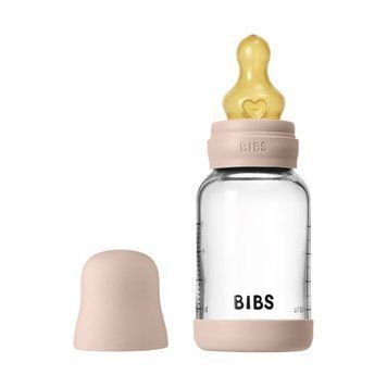 Дитяча скляна пляшка для годування BIBS 120 ml Blush (Латекс, повільний потік)