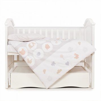 Змінна постіль 3 ел Twins Eco Line 3090-E-020, Animals beige, білий/беж