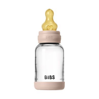 Дитяча скляна пляшка для годування BIBS 120 ml Blush (Латекс, повільний потік)