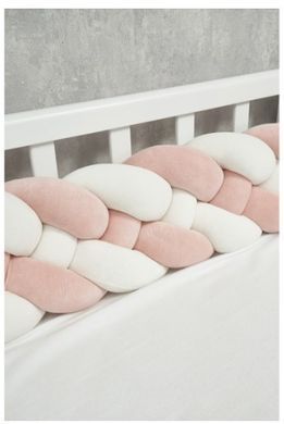 Бампер - косичка Twins 4-х прядна 200 см 2020-K4-200-24202, powder pink/ecru