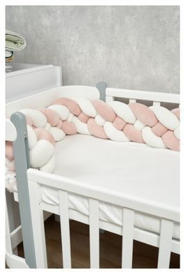 Бампер - косичка Twins 4-х прядна 200 см 2020-K4-200-24202, powder pink/ecru