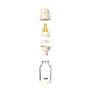 Дитяча скляна пляшка для годування BIBS 120 ml Ivory (Латекс, повільний потік)