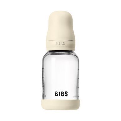 Дитяча скляна пляшка для годування BIBS 120 ml Ivory (Латекс, повільний потік)