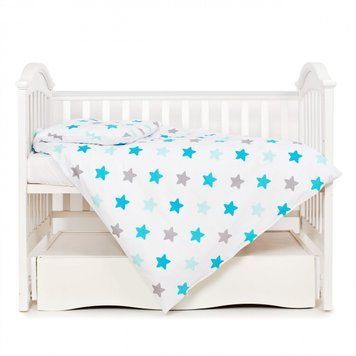 Змінна постіль 3 ел Twins Eco Stars 3090-TS-03, Lagoon blue, блакитний/білий