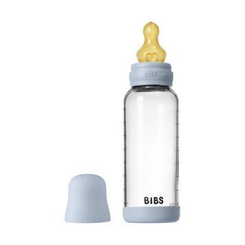 Дитяча скляна пляшка для годування BIBS 240 ml Baby Blue (Латекс, середній потік)