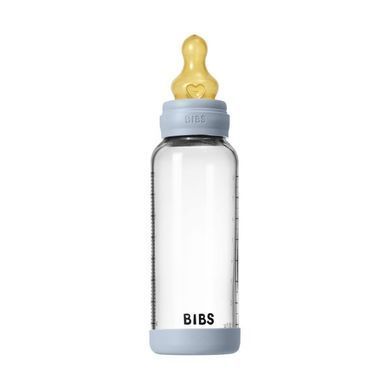 Дитяча скляна пляшка для годування BIBS 240 ml Baby Blue (Латекс, середній потік)