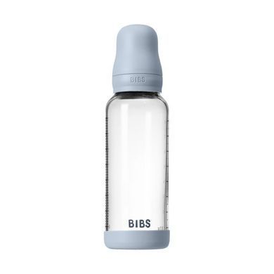 Дитяча скляна пляшка для годування BIBS 240 ml Baby Blue (Латекс, середній потік)