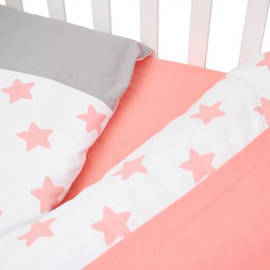 Сменная постель 3 эл. Twins Eco Stars 3090-TS-15, coral, белый/розовый