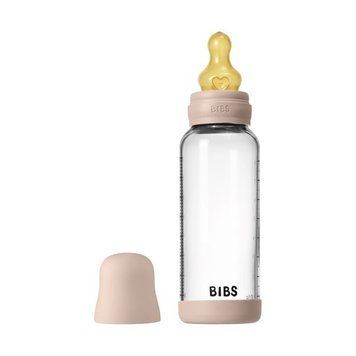 Дитяча скляна пляшка для годування BIBS 240 ml Blush (Латекс, середній потік)