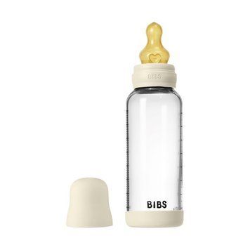 Дитяча скляна пляшка для годування BIBS 240 ml Ivory (Латекс, середній потік)
