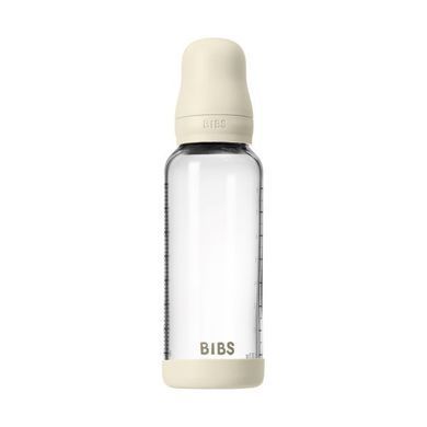 Дитяча скляна пляшка для годування BIBS 240 ml Ivory (Латекс, середній потік)