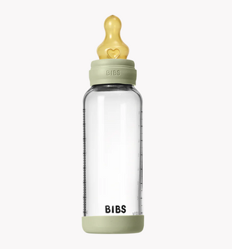 Дитяча скляна пляшка для годування BIBS 240 ml Sage (Латекс, середній потік)