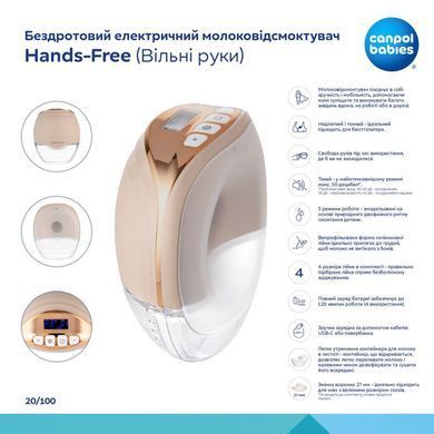 Canpol babies Бездротовий електричний молоковідсмоктувач Hands-Free (Вільні руки)