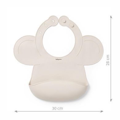 Нагрудник силіконовий з регульованою застібкою BabyOno 30 см x 28 см Бежевий (арт. 1639)