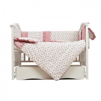 Постільний комплект 7 ел Twins Romantic Spring collection 4027-TRS-08, Flower Power, рожевий дим