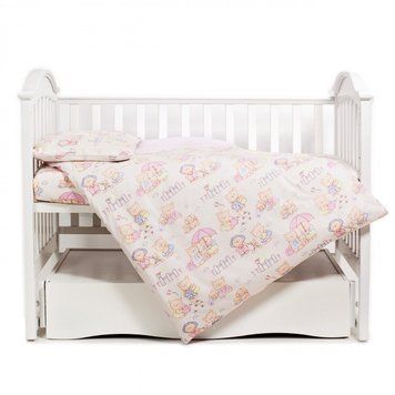 Змінна постіль 3 ел Twins Comfort 3051-C-013, Пухнасті ведмедики рожеві, рожевий