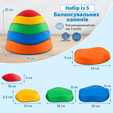Дитячий набір балансувальних камінців для розвитку координації (5 шт.) Multi