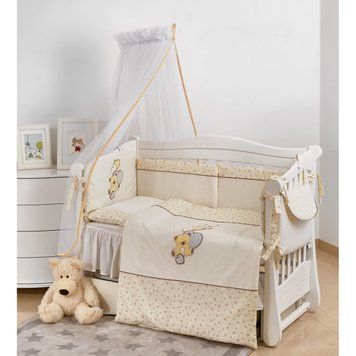 Постільний комплект 7 ел Twins Romantic Teddy Love 4024-R-006, white/beige, білий/беж