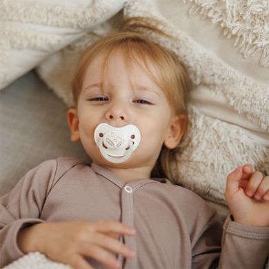 Пустушка анатомічна силіконова BabyOno 18+ міс біла коричнева (арт. 1670/03)
