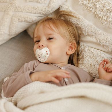 Пустушка анатомічна силіконова BabyOno 18+ міс біла коричнева (арт. 1670/03)