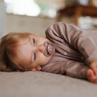 Пустушка анатомічна силіконова BabyOno 18+ міс біла коричнева (арт. 1670/03)