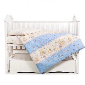 Змінна постіль 3 ел Twins Comfort 3051-C-015, Пухнасті ведмедики голубі, голубий